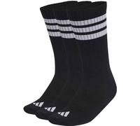 adidas Unisex Socken, 3er Pack - 3-Stripes Cushioned Sportswear Crew Socks, Logo, Streifen, gepolstert Schwarz 46-48