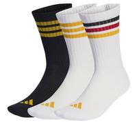 Funktionssocken ADIDAS PERFORMANCE "3-STREIFEN, KNÖCHELLANG, MIT POLSTERUNG, 3ER-PACK", Damen, Gr. M (40/42), bunt (weiß, schwarz, collegiate gold), Obermaterial: 59% Baumwolle, 37% Polyester, 3% Elas