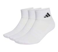 adidas Unisex Quarter Socken, 3er Pack - Cushioned Sportswear Ankle Socks, Logo, gepolstert, einfarbig Weiß 46-48