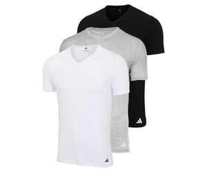 adidas Herren T-Shirt, 3er Pack - V-Neck Shirt, Active Core Cotton, einfarbig Weiß/Schwarz/Grau / L L Mehrfarbig