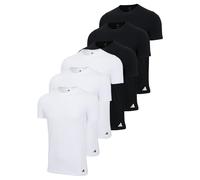 adidas Herren T-Shirt, 6er Pack - Crew Neck Shirt, Active Core Cotton, einfarbig Schwarz/Weiß M
