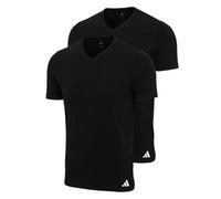 adidas Herren T-Shirts, 2er Pack - V-Neck Shirt Active Flex Cotton, einfarbig Schwarz M