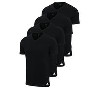 adidas Herren T-Shirts, 4er Pack - V-Neck Shirt Active Flex Cotton, einfarbig Schwarz S