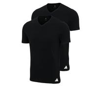 adidas Herren T-Shirts, 2er Pack - V-Neck Shirt Active Flex Cotton, einfarbig Schwarz L