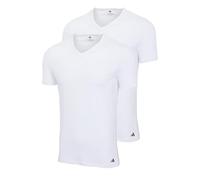 adidas Herren T-Shirts, 2er Pack - V-Neck Shirt Active Flex Cotton, einfarbig Weiß L
