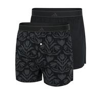adidas Herren Web-Boxershorts, 2er Pack - Woven Boxer, Shorts, Webware, Baumwolle Schwarz/Grau S