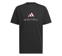 adidas Herren Worldwide Hoops Logo Performance Graphic Tee, Black/White, L