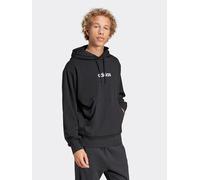 adidas Men's Essentials LINEAR French Terry Hoodie, Black/White, XXL