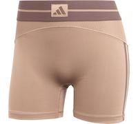 adidas Hyperglam Rib 4" kurze Leggings Damen JY2083 - chalky brown/earth strata M