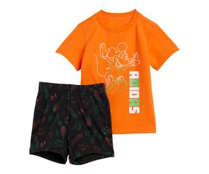 adidas Jogginganzug Disney Micky Maus (T-shirt und kurze Hose) orange/rot Kleinkinder, Größe 68