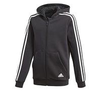 adidas Jungen Kapuzen-Jacke 3 Stripes Fleece Full Zip Hooded, Black/White, 128, CF6582