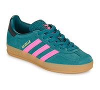 Sneaker ADIDAS ORIGINALS "GAZELLE INDOOR", Mädchen, Gr. 37, blau (rich grün, lucid pink, gold metallic), Leder, Synthetik, Schuhe Sneaker, für Kinder & Jugendliche (65252914-37) rich grün, lucid pink,