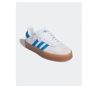 Sneaker ADIDAS ORIGINALS "SAMBAE FÜR KINDER", Gr. 38,5, cloud weiß, bright blau, gold metallic, Baumwolle, Synthetik, sportlich, Schuhe (55883900-38,5) cloud weiß, bright blau, gold metallic