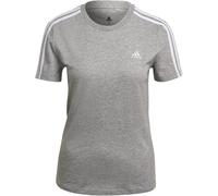 adidas Damen Essentials Slim 3-Stripes Tee, Medium Grey Heather / White, XL