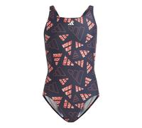Adidas Mädchen AOP Bars Swimsuit Badeanzug dunkelblau-rot 122