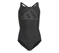 adidas - Girl's Big Bars Suit - Badeanzug, Gr. 128, grau/schwarz (Black)