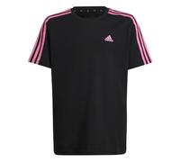 adidas Mädchen Essentials 3-Stripes Cotton Loose Fit Boyfriend Tee, Black/Pulse Magenta, 13-14 Years