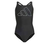 adidas - Girl's Big Bars Suit - Badeanzug, Gr. 116, grau/schwarz (Black)