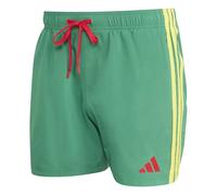 adidas Men's 3 Stripes Swim Shorts 5 INCH, Bold Green/Pure Ruby, M