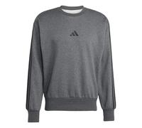 adidas Men's Essential Three Stripes Fleece Sweatshirt, Dark Grey Heather/Black, 4XL