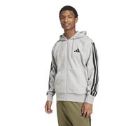 Adidas Men's Essential Three Stripes Fleece Zipper Hoodie, medium Grey Heather/Black, XL