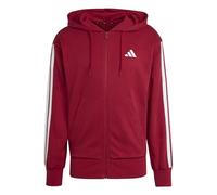 adidas Men's Essential Three Stripes French Terry Fullzip Hoodie, Active Maroon/White, XXL