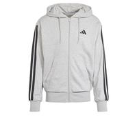Adidas Men's Essential Three Stripes French Terry Fullzip Hoodie, Medium Grey Heather/Black, M