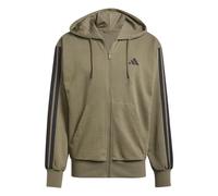 adidas Men's Essential Three Stripes French Terry Fullzip Hoodie, Olive Strata/Black, M