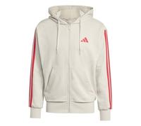 adidas Men's Essential Three Stripes French Terry Fullzip Hoodie, Wonder Alumina/Pure Ruby, S
