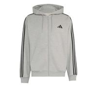 Essentials 3-Streifen French Terry Kapuzenjacke Medium Grey Heather / White 3XL