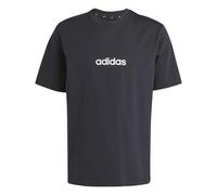 adidas Men's Essentials LINEAR Single Jersey Tee, Black/White, L