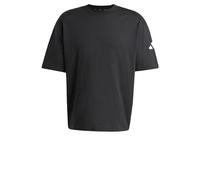 adidas Men's Essentials LOSE FIT Three BAR Tee, Black/White, S