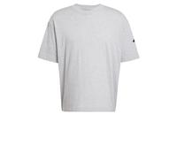 adidas Men's Essentials LOSE FIT Three BAR Tee, Medium Grey Heather/Black, XS