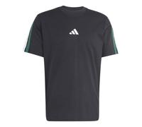 adidas Men's Essentials Three Stripes Single Jersey Tee, Black/Team Dark Green/White/Better Scarlet, S