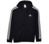 adidas Men's Standard Essentials Fleece 3-Stripes Full-Zip Hoodie, Black, 3X-Large