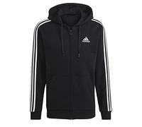 adidas Men's Standard Essentials Fleece 3-Stripes Full-Zip Hoodie, Black, 3X-Large