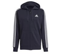 adidas Men's Standard Essentials French Terry 3-Stripes Full-Zip Hoodie, Legend Ink/White, Medium