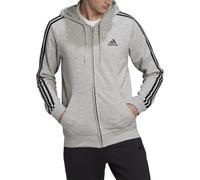 adidas Men's Standard Essentials French Terry 3-Stripes Full-Zip Hoodie, Medium Grey Heather/Black