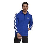 adidas Men's Standard Essentials French Terry 3-Stripes Full-Zip Hoodie, Team Royal Blue/White, Large