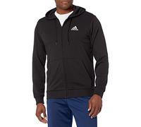 adidas Men's Standard Essentials Full-Zip Hoodie, Black/White, Medium
