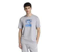 adidas Men's Summer Slides Relax Graphic T-Shirt, Halo Silver, S