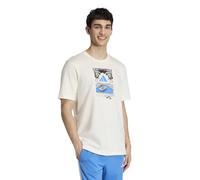 adidas Men's Summer Slides Relax Graphic T-Shirt, Off White, M