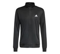 adidas Men's Workout Essentials All-Set 3-Stripes Knit Track TOP, Black/Team Dark Green/White/Better Scarlet, XS