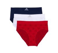 adidas Nahtlose Damen-Slips, 3er-Pack, Vivid Red W. Logo Jacq/White/Night Indigo, M