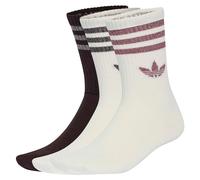 Sportsocken ADIDAS ORIGINALS "3-STREIFEN GLITZER CREW, 3 PAAR", Damen, Gr. L (43/45), sanftes weiß, aurora coffee, Obermaterial: 56% Baumwolle, 40% Polyester, 3% Polyamid, 1% metallisierte Fasern, Soc