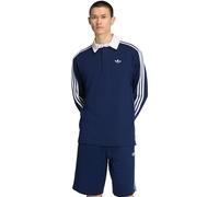 adidas Originals 3-Stripes Langarm Poloshirt Herren S Weiß/Marineblau