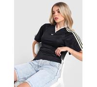 adidas Originals 3-Stripes Rouched Football T-Shirt - Damen, Schwarz - S
