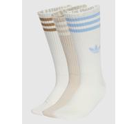 Sportsocken ADIDAS ORIGINALS "3-STREIFEN HIGH CREW, 3 PAAR", Damen, Gr. S (37/39), weiß (sanftes weiß, clear braun, sanftes weiß), Obermaterial: 51% Baumwolle, 46% Polyester, 2% Elasthan, 1% sonstige 