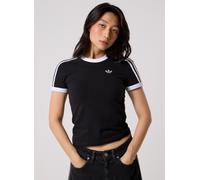 T-Shirt ADIDAS ORIGINALS "3S TEE SLIM", Damen, Gr. XL, schwarz, weiß, Obermaterial: 93% Baumwolle, 7% Elasthan, Rundhals, Shirts T-Shirt, sanft anliegende Passform, ohne Verschluss, für sportlichen Lo