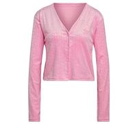 adidas Originals Damen Cropped Cardigan Bliss pink - kurzer Samt Cardigan mit Knopfleiste elastisch weich Stretch Freizeit Streetwear modisch (DE/NL/SE/PL, Numerisch, 42, Regular, Regular, pink)